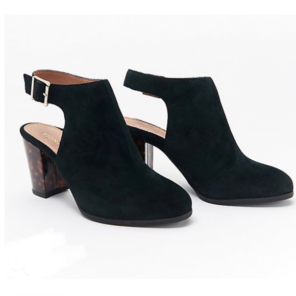 Vionic Shoes - Vionic Lacy Tortoise Black Suede Open Back Shoe 9